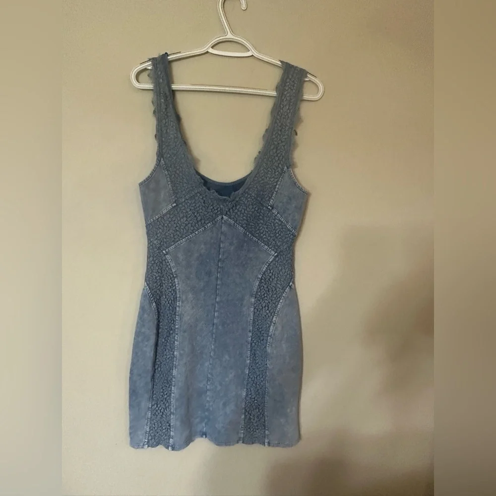 Free people Light Blue Sleeveless Knit Bodycon Dress